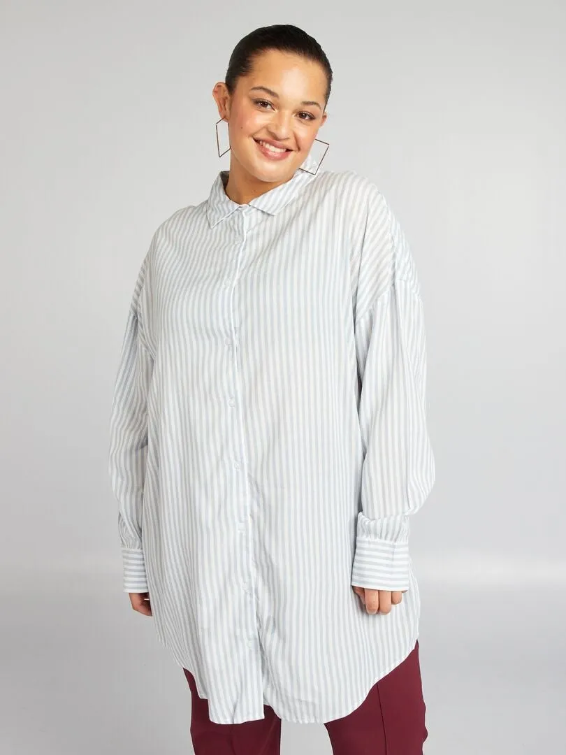 CAMISA LARGA DE RAYAS  AZUL