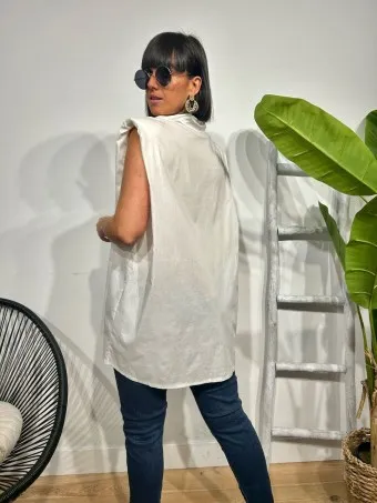 Camisa Oversize Hombreras GIAZA Blanco