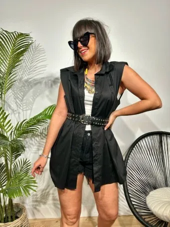 Camisa Oversize Hombreras GIAZA Negro