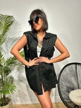 Camisa Oversize Hombreras GIAZA Negro