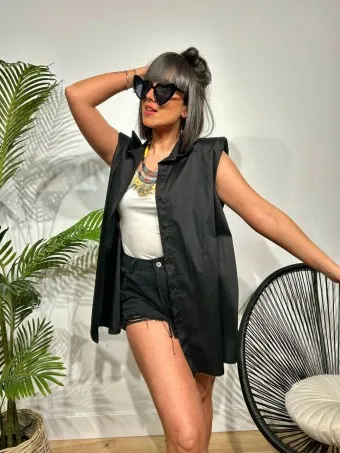 Camisa Oversize Hombreras GIAZA Negro