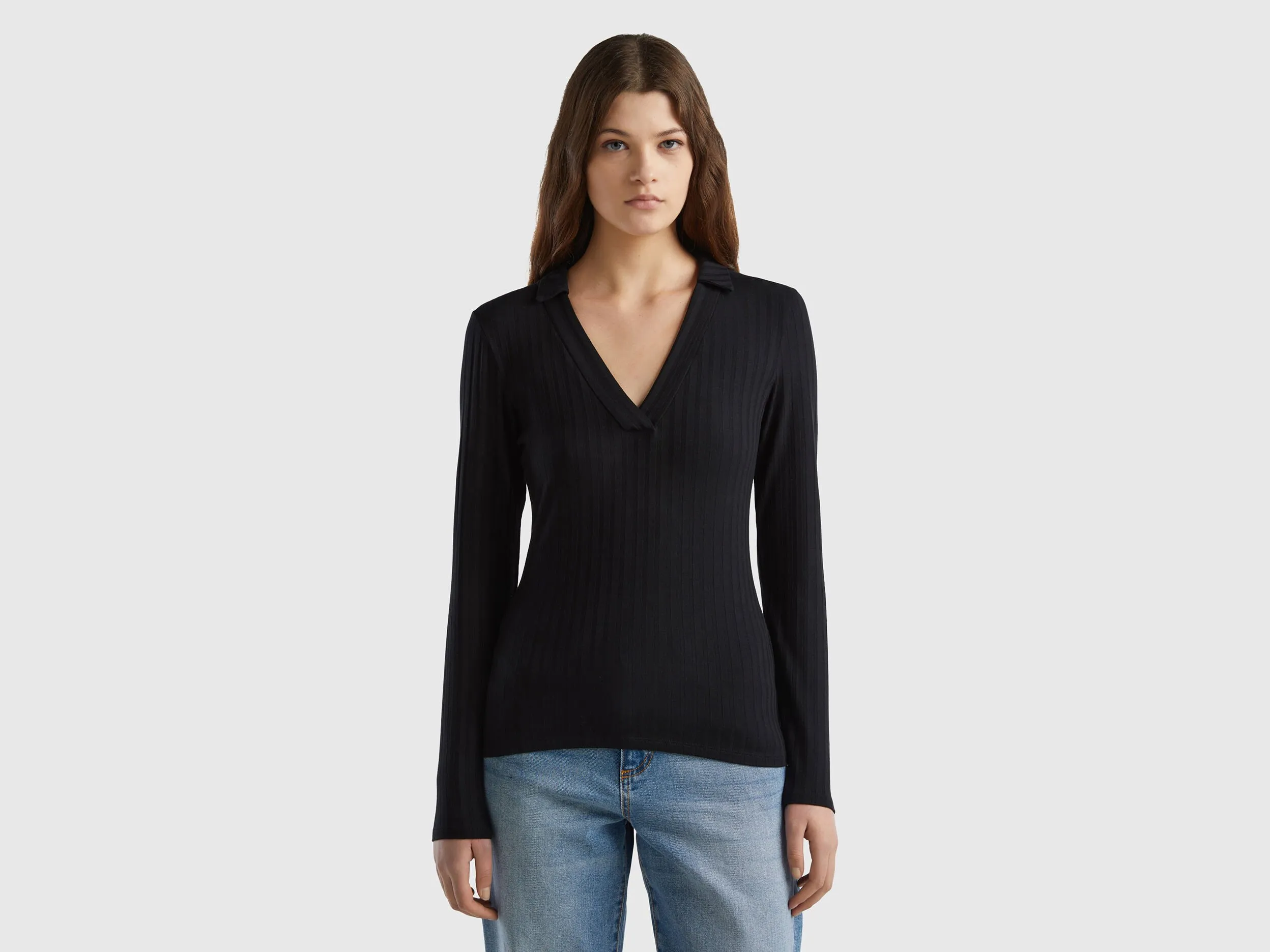 Camiseta acanalada con cuello