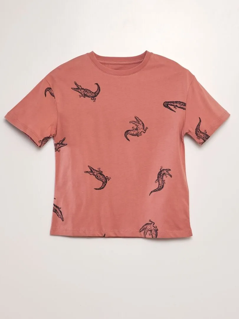 CAMISETA ANCHA DE MANGA CORTA  ROSA