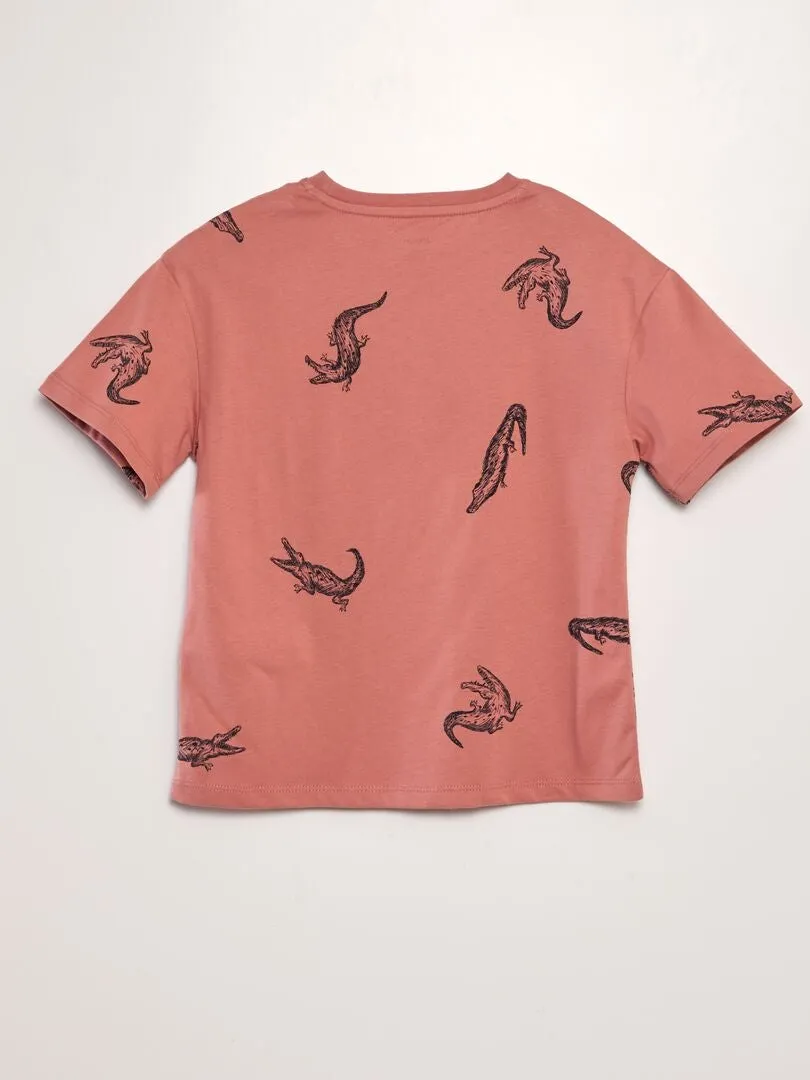 CAMISETA ANCHA DE MANGA CORTA  ROSA
