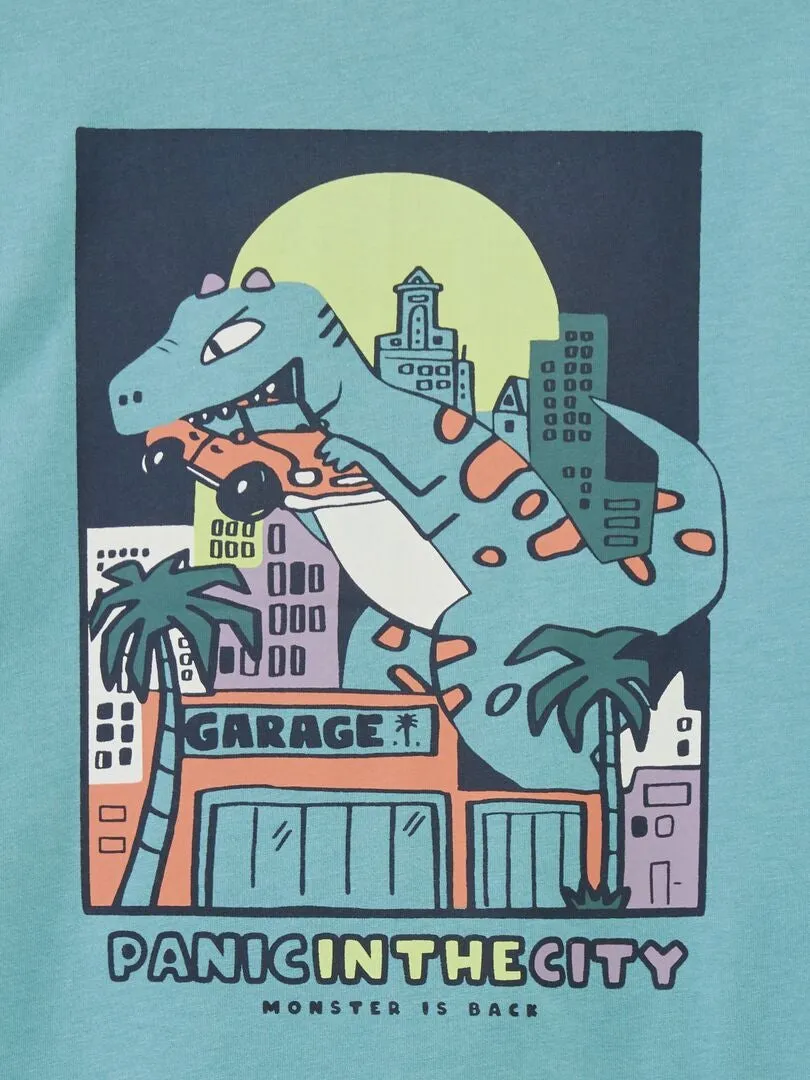 CAMISETA ANCHA ESTAMPADO DELANTERO Y TRASERO  VERDE