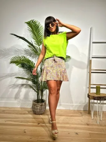 Camiseta Básica Hombreras NOVALA Verde Flúor