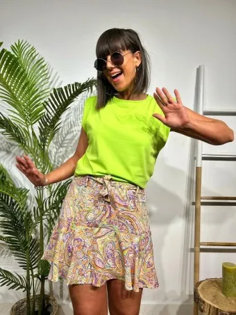 Camiseta Básica Hombreras NOVALA Verde Flúor
