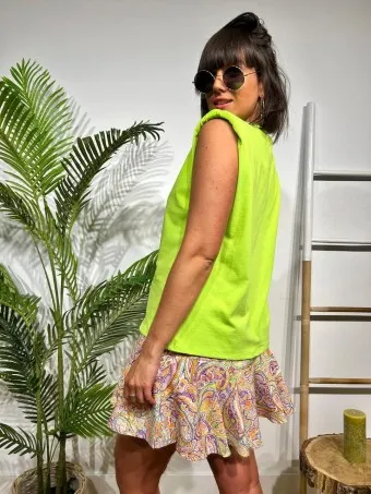 Camiseta Básica Hombreras NOVALA Verde Flúor