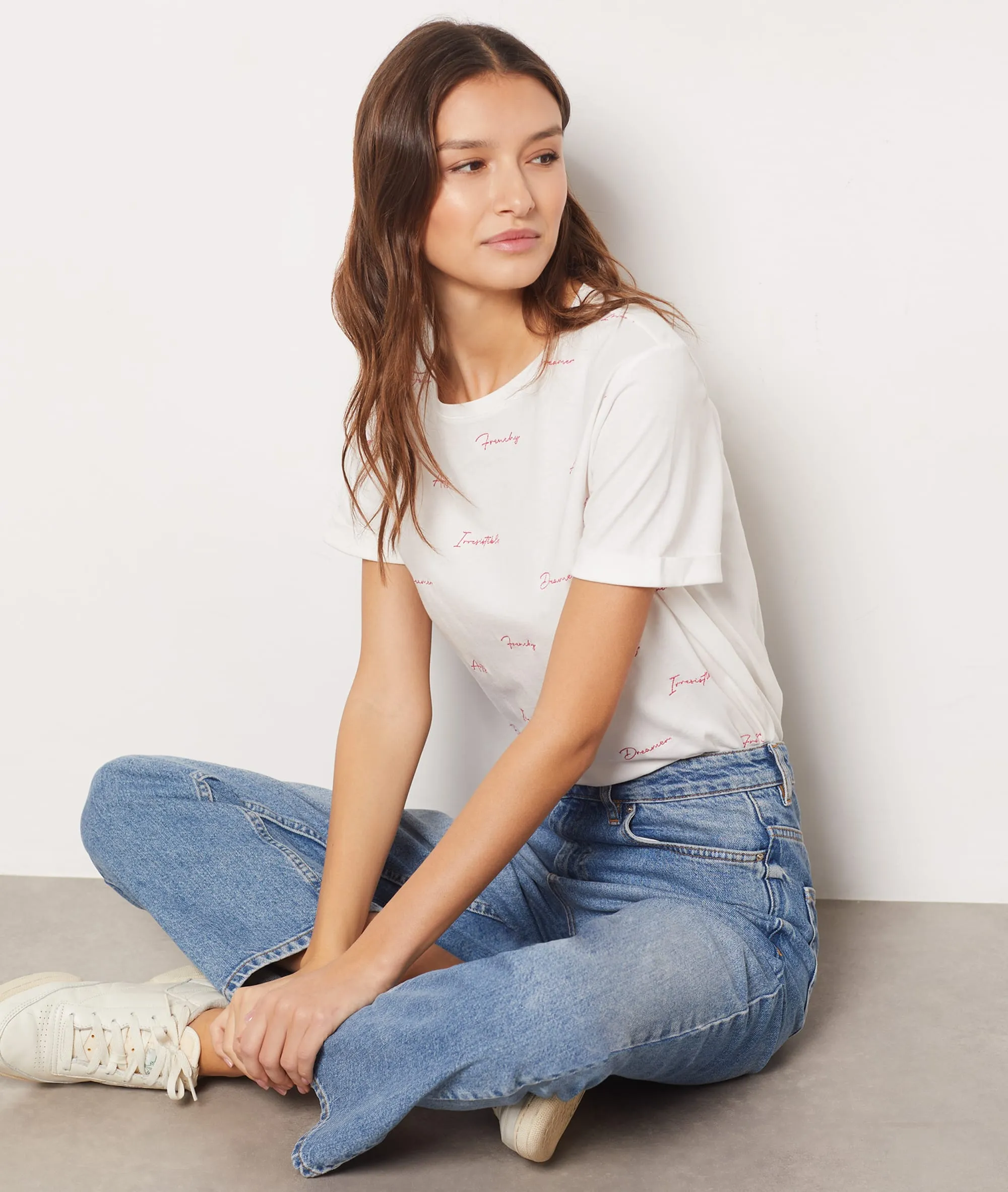 CAMISETA CON MENSAJES ESTAMPADOS RYME ECRU  ETAM