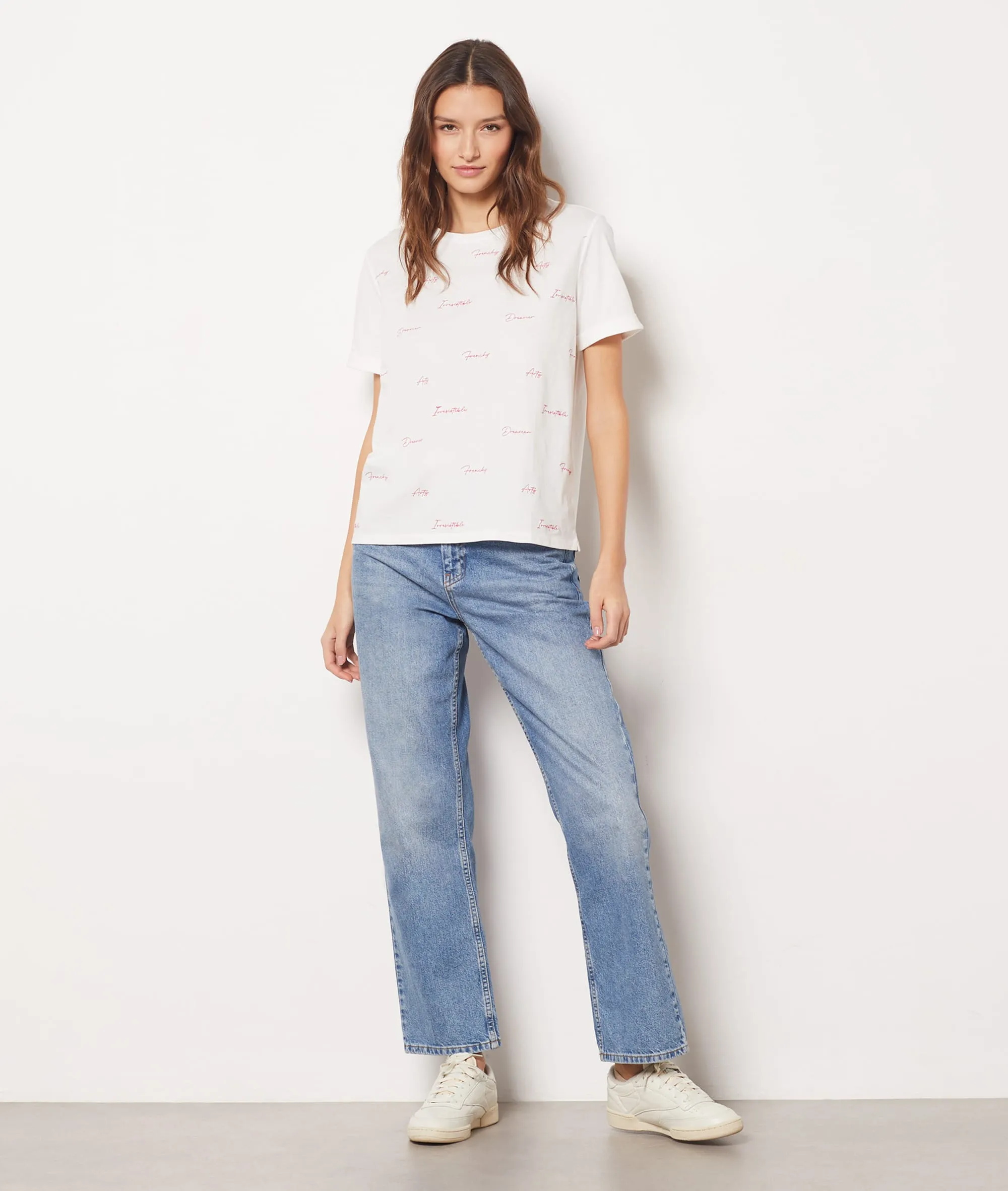 CAMISETA CON MENSAJES ESTAMPADOS RYME ECRU  ETAM