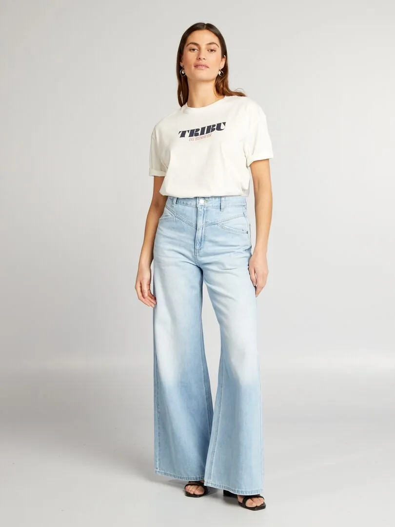 CAMISETA DE ALGODóN CON CUELLO REDONDO  BLANCO