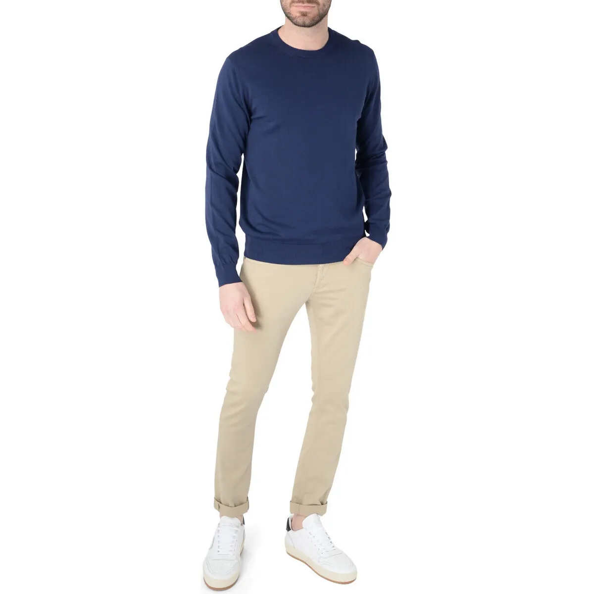 Camiseta de crepé de algodón azul