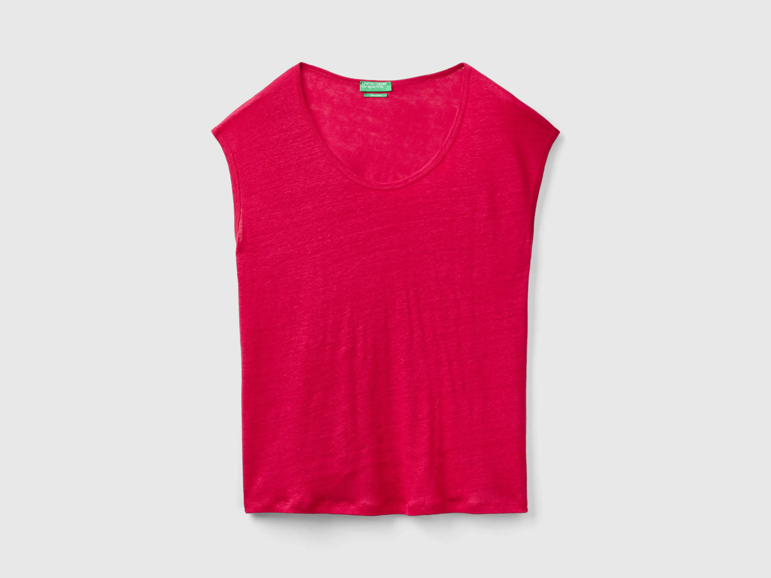Camiseta de cuello ancho de lino puro