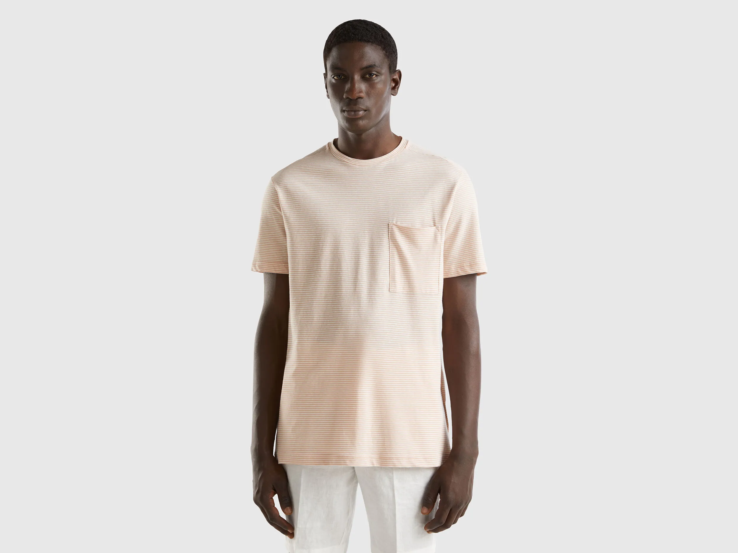 Camiseta de rayas de lino mixto