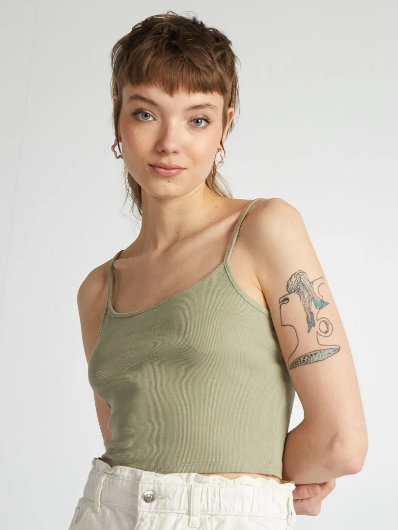 CAMISETA DE TIRANTES ELáSTICA LISA  VERDE