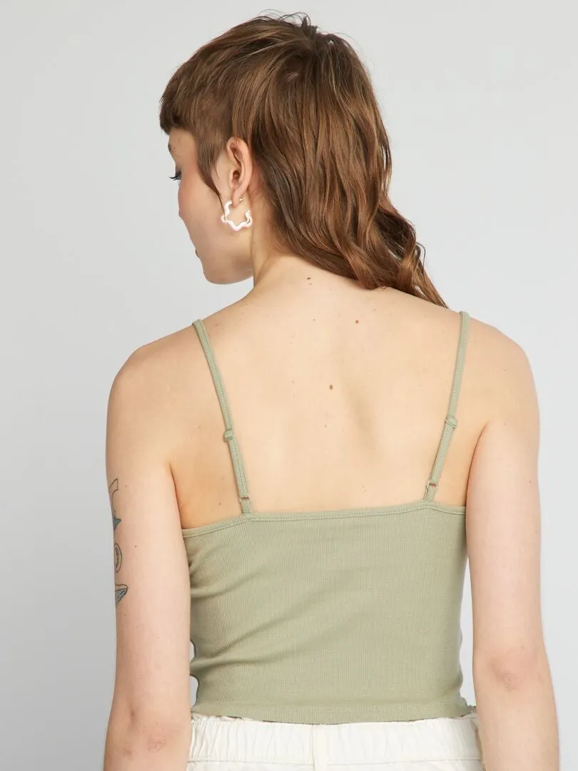 CAMISETA DE TIRANTES ELáSTICA LISA  VERDE