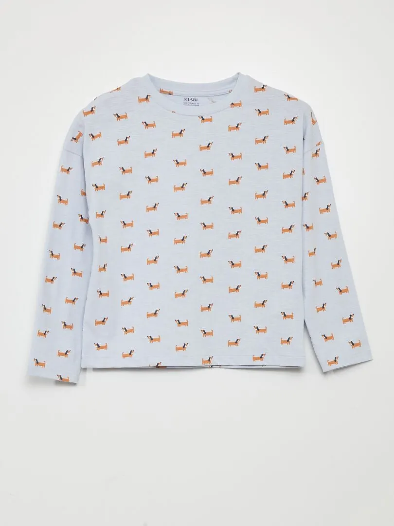 CAMISETA ESTAMPADA 'PERROS'  AZUL