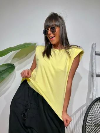 Camiseta Hombreras NOVALA Amarillo Pastel