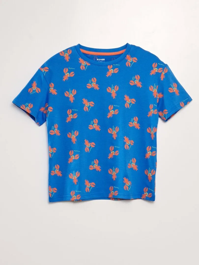 CAMISETA LOOSE ESTAMPADA  AZUL