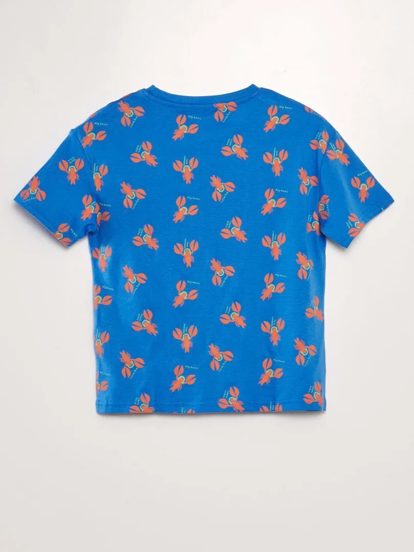 CAMISETA LOOSE ESTAMPADA  AZUL