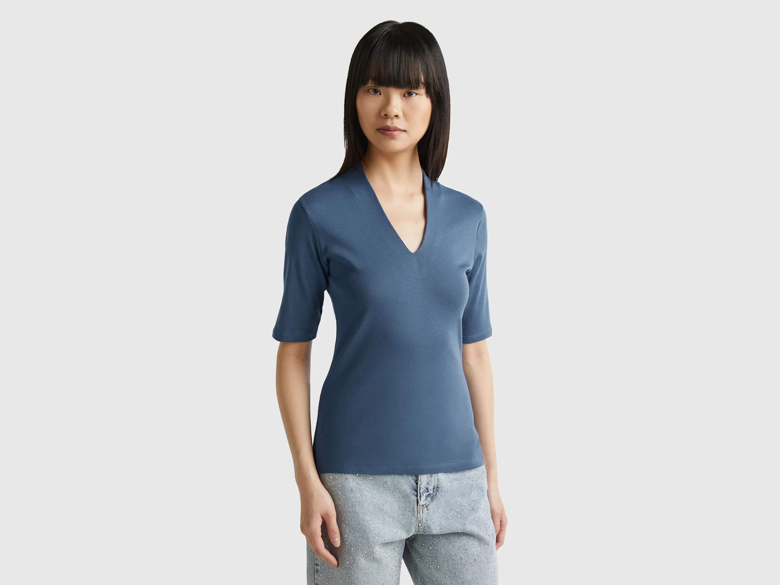 Camiseta slim fit de algodón de fibra larga