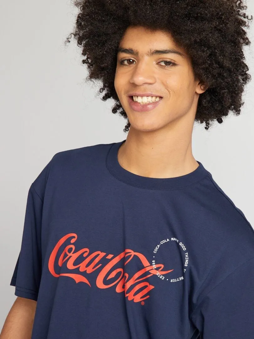CAMISETA 'COCA COLA' CON CUELLO REDONDO  AZUL