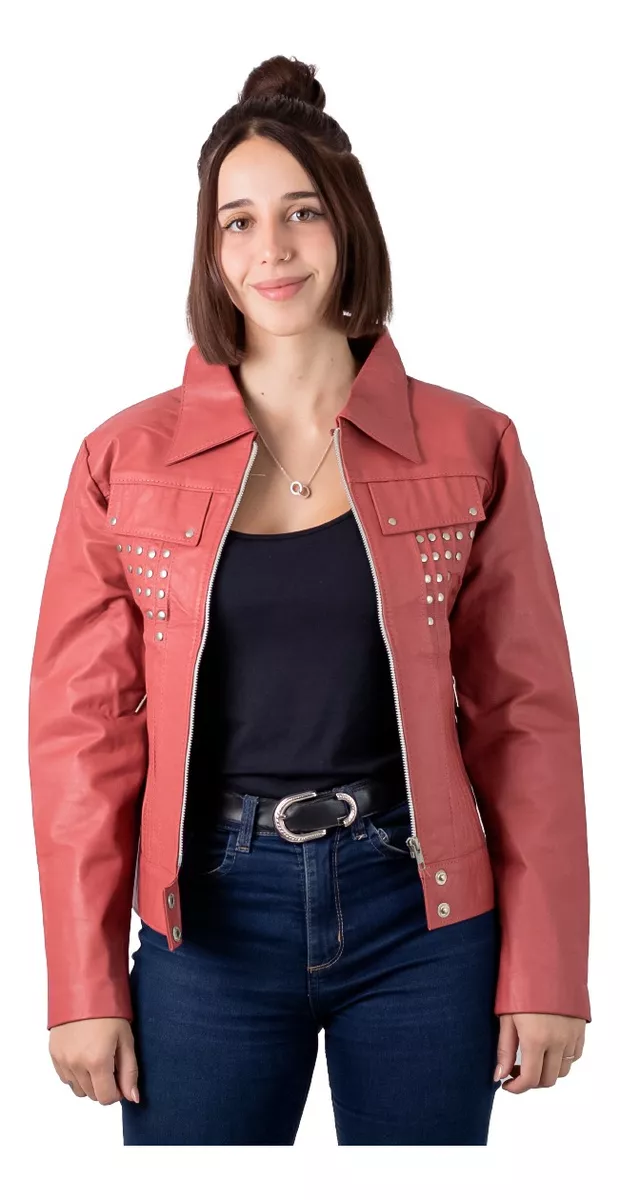 CAMPERA DE CUERO VACUNO DE MUJER    MODELO: ROCKERA DE DAMA