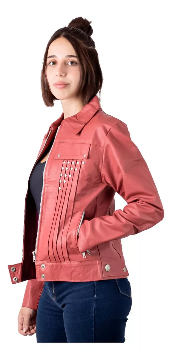 CAMPERA DE CUERO VACUNO DE MUJER    MODELO: ROCKERA DE DAMA