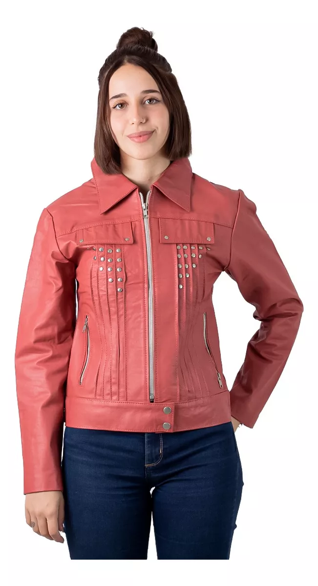 CAMPERA DE CUERO VACUNO DE MUJER    MODELO: ROCKERA DE DAMA