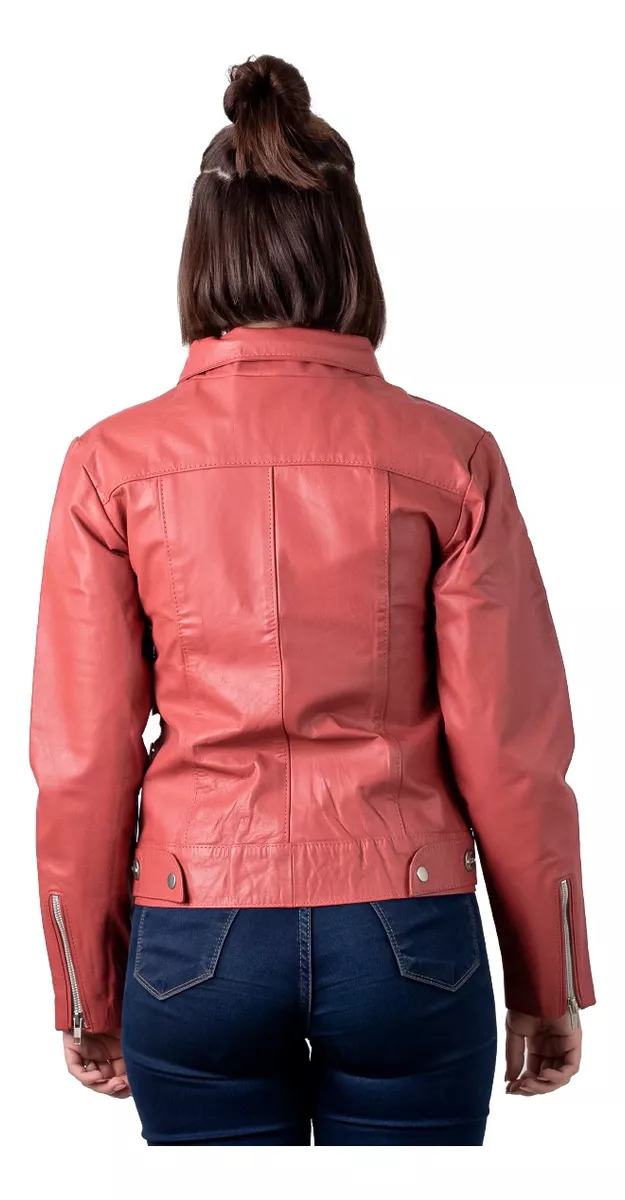 CAMPERA DE CUERO VACUNO DE MUJER    MODELO: ROCKERA DE DAMA