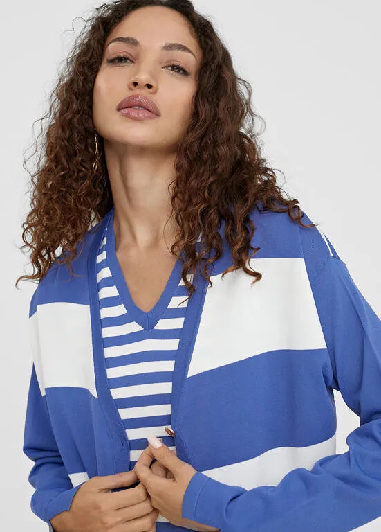 CARDIGAN DE PUNTO RAYAS BICOLOR AZULBLANCO LOLA CASADEMUNT