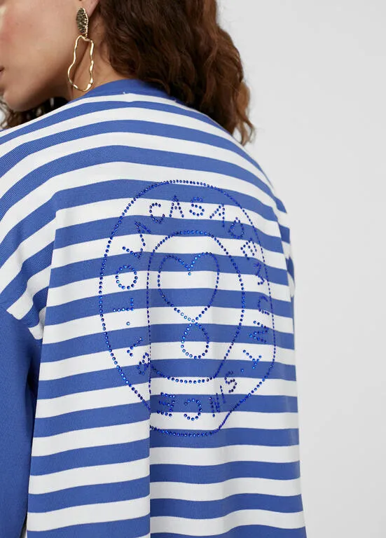 CARDIGAN DE PUNTO RAYAS BICOLOR AZULBLANCO LOLA CASADEMUNT