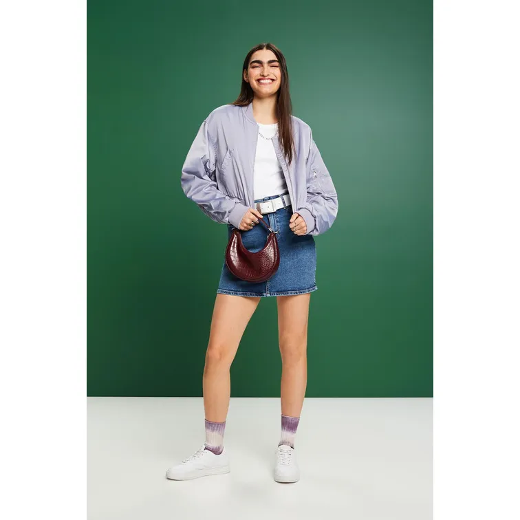 CAZADORA BOMBER CROPPED DE SATÉN MUJER ESPRIT