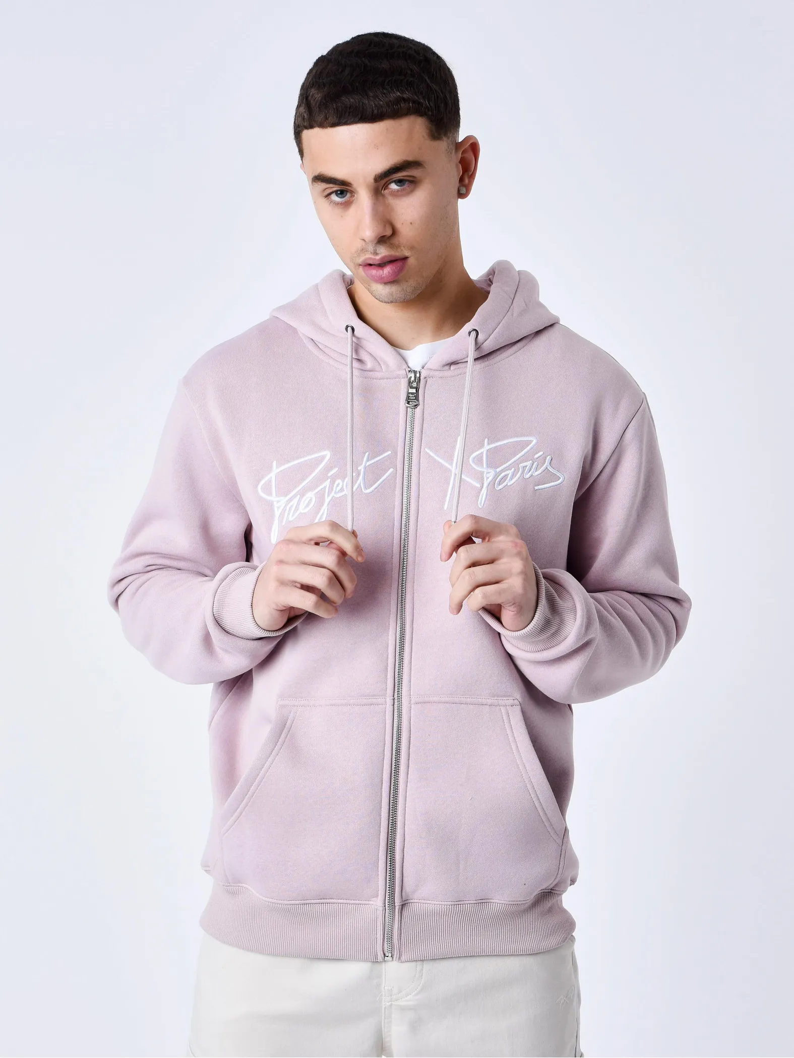 Chaqueta con cremallera y capucha Origin con bordado