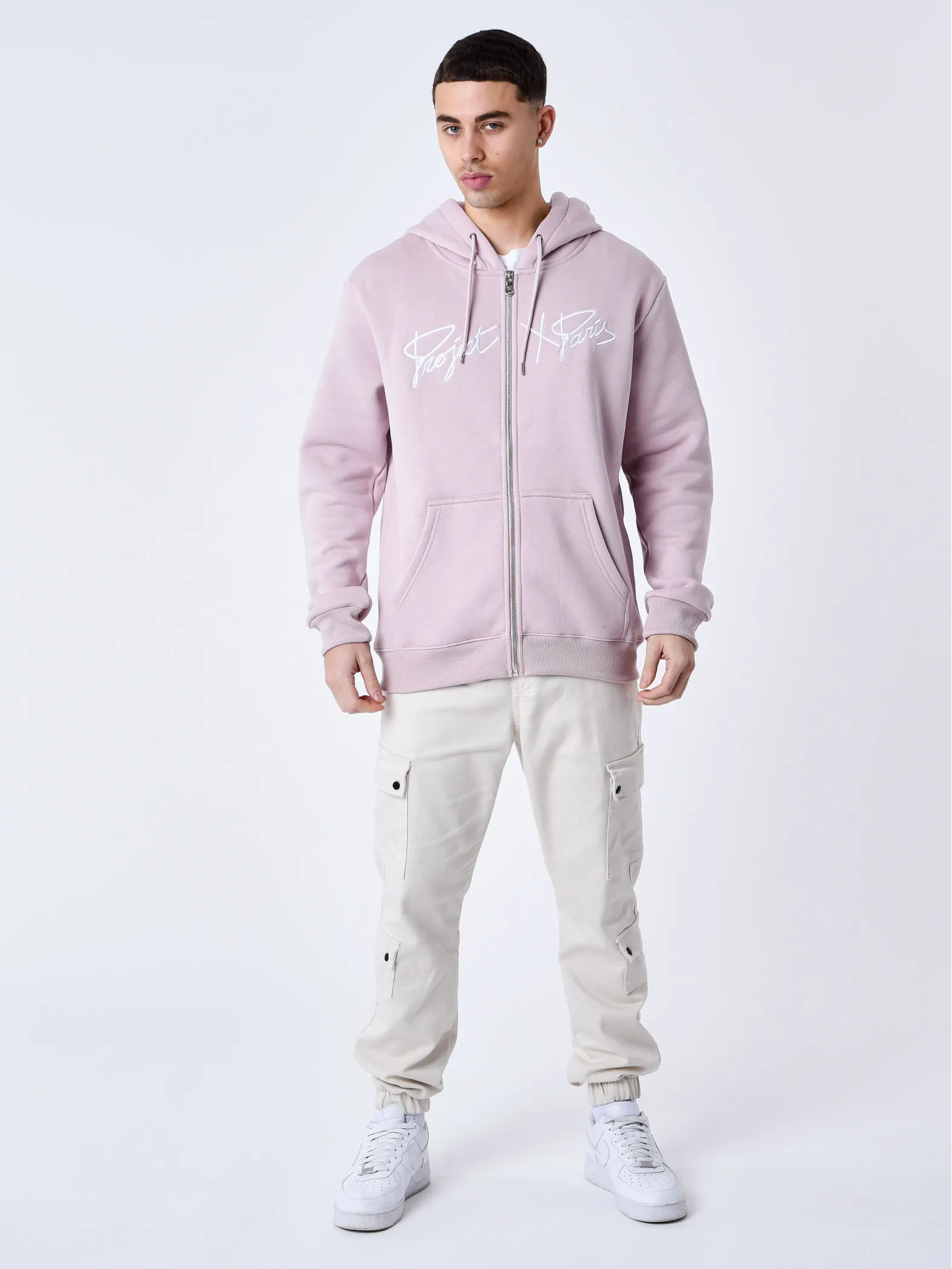 Chaqueta con cremallera y capucha Origin con bordado