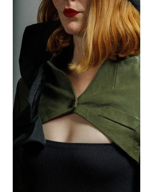 Chaqueta corta de cuero MUT ESTRELLA SHAWLL Verde