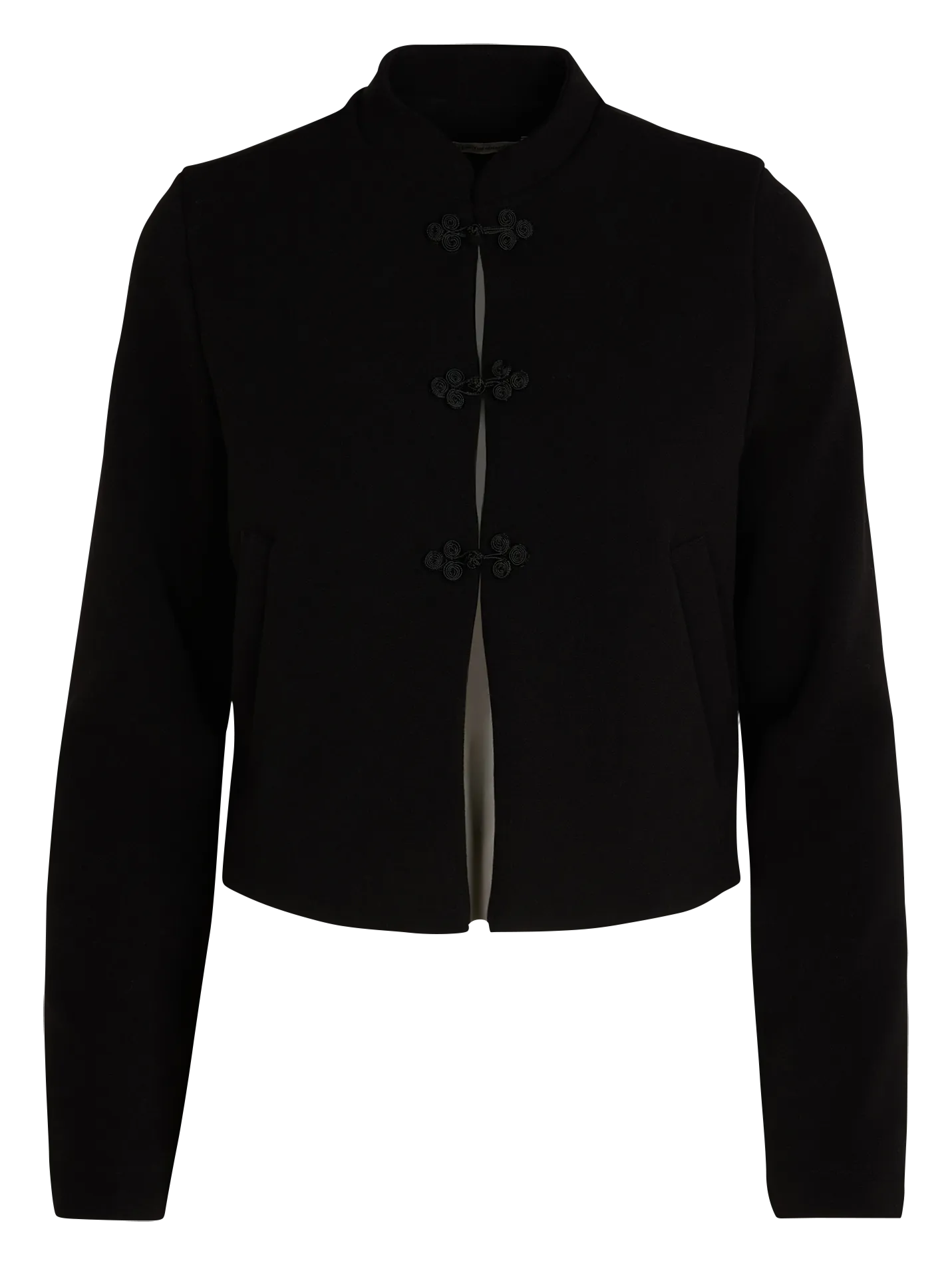 Chaqueta corta recta con cuello mao en negro
