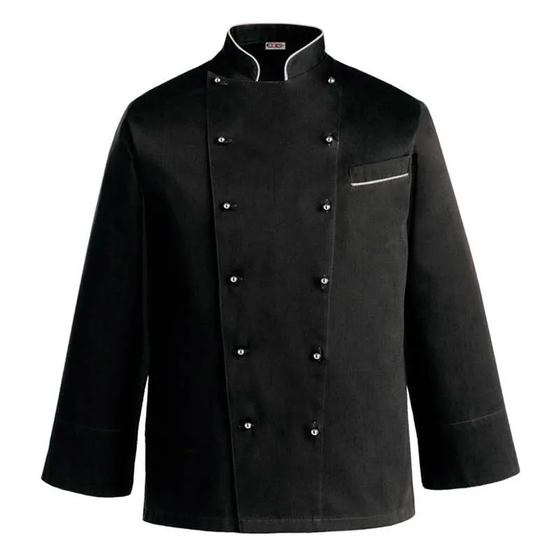 CHAQUETA DE COCINA NEGRA CON RIBETE GRIS PAINT BLACK  EGOCHEF
