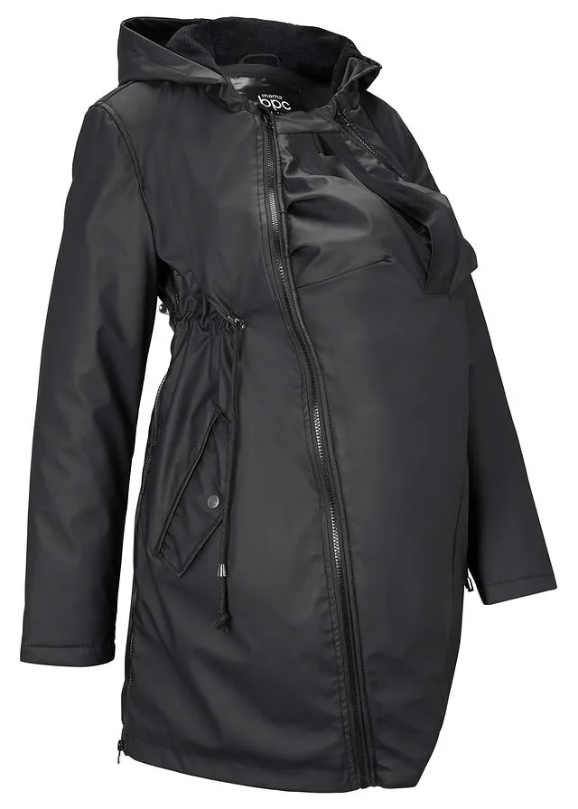 Chaqueta de maternidad para lluvia, forrada Negro