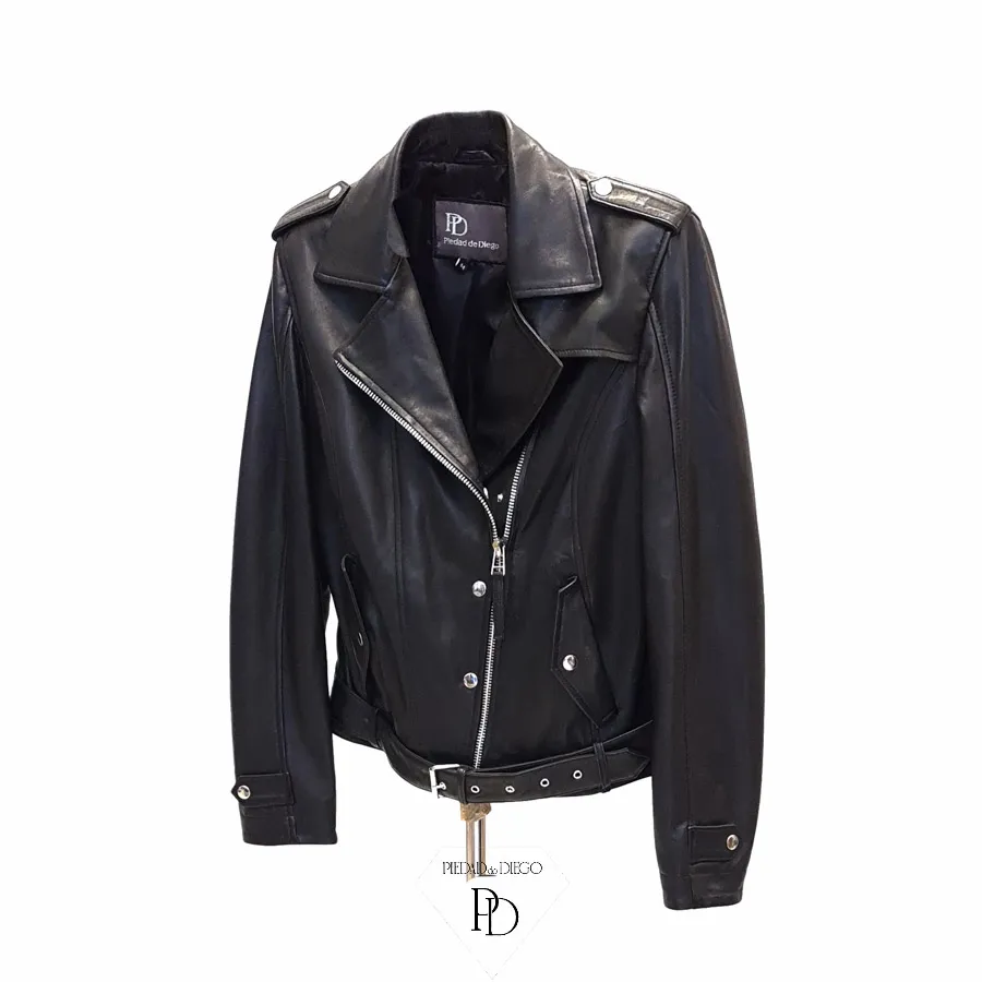 CHAQUETA DE PIEL CUERO JOVEN WALLYN – NEGRO