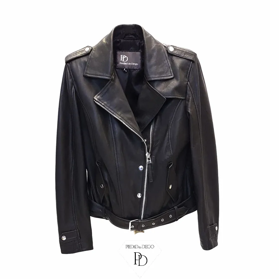 CHAQUETA DE PIEL CUERO JOVEN WALLYN – NEGRO