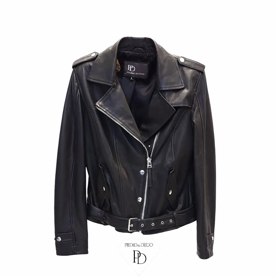 CHAQUETA DE PIEL CUERO JOVEN WALLYN – NEGRO