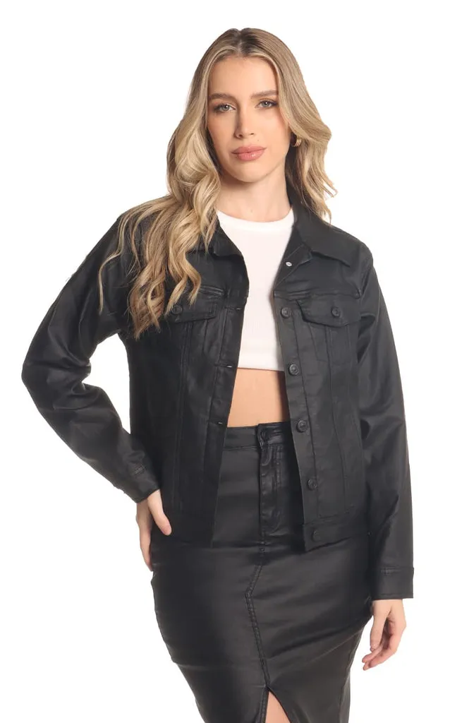 Chaqueta Negra Tipo Cuerina