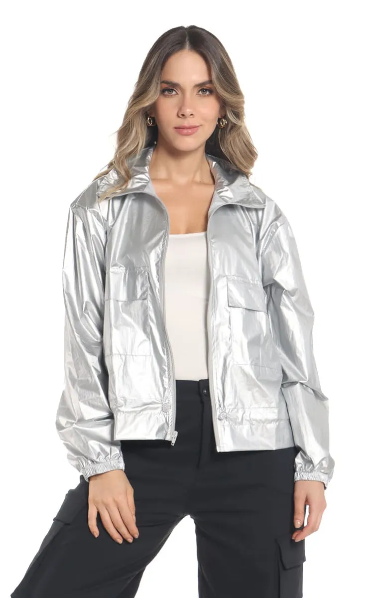 Chaqueta Plateada Tipo Bomper