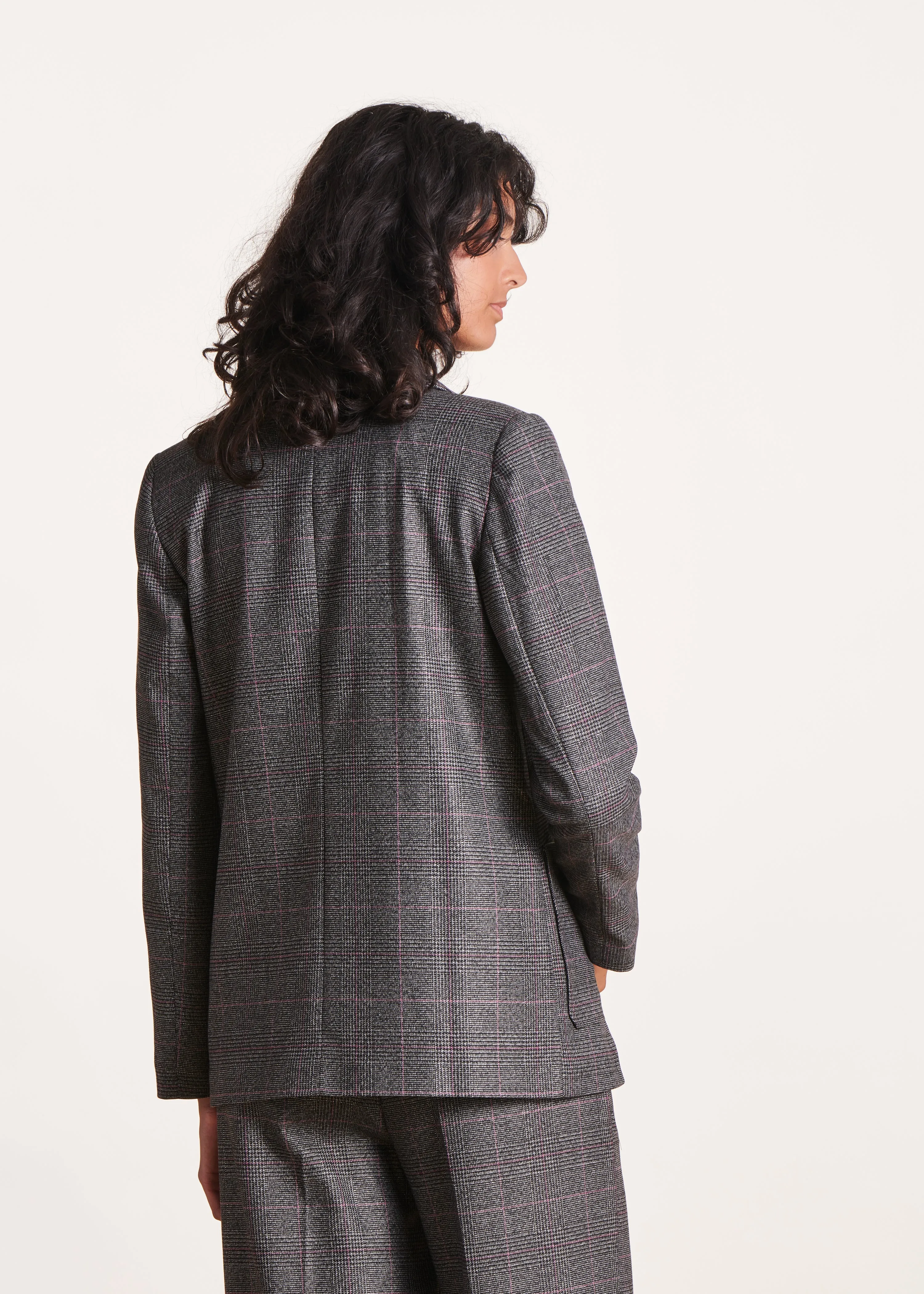 Chaqueta sastre recta estampada en gris