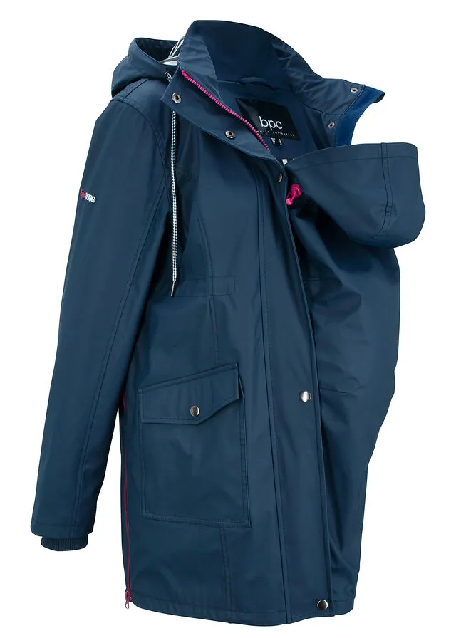 CHUBASQUERO/CHAQUETA DE MATERNIDAD PARA LA LLUVIA AZUL OSCUROROJO FRAMBUESA