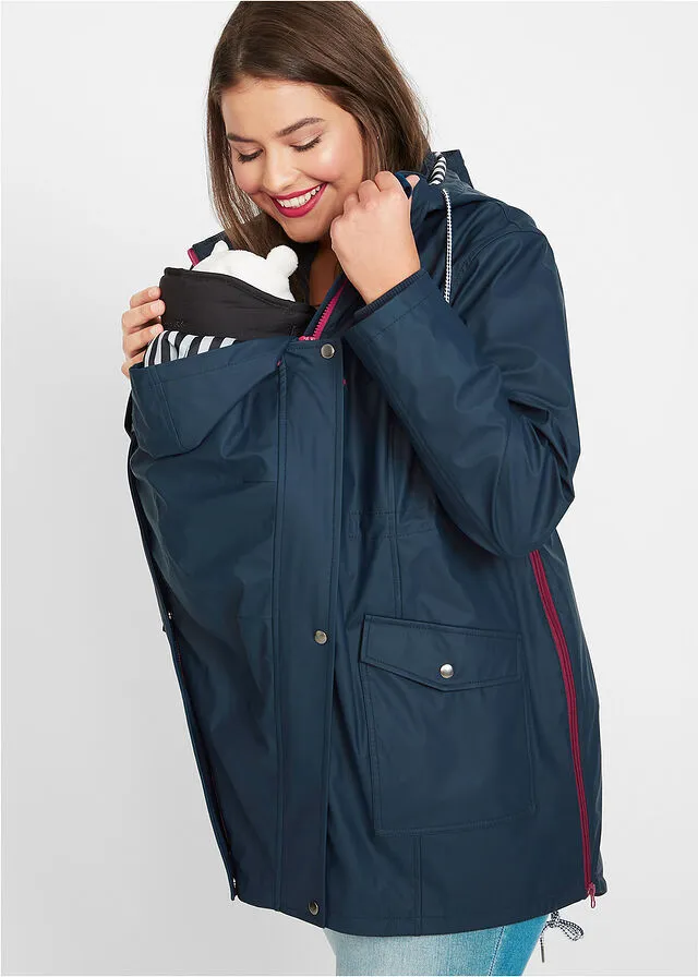 CHUBASQUERO/CHAQUETA DE MATERNIDAD PARA LA LLUVIA AZUL OSCUROROJO FRAMBUESA