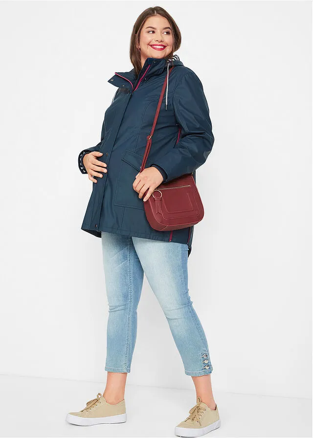 CHUBASQUERO/CHAQUETA DE MATERNIDAD PARA LA LLUVIA AZUL OSCUROROJO FRAMBUESA