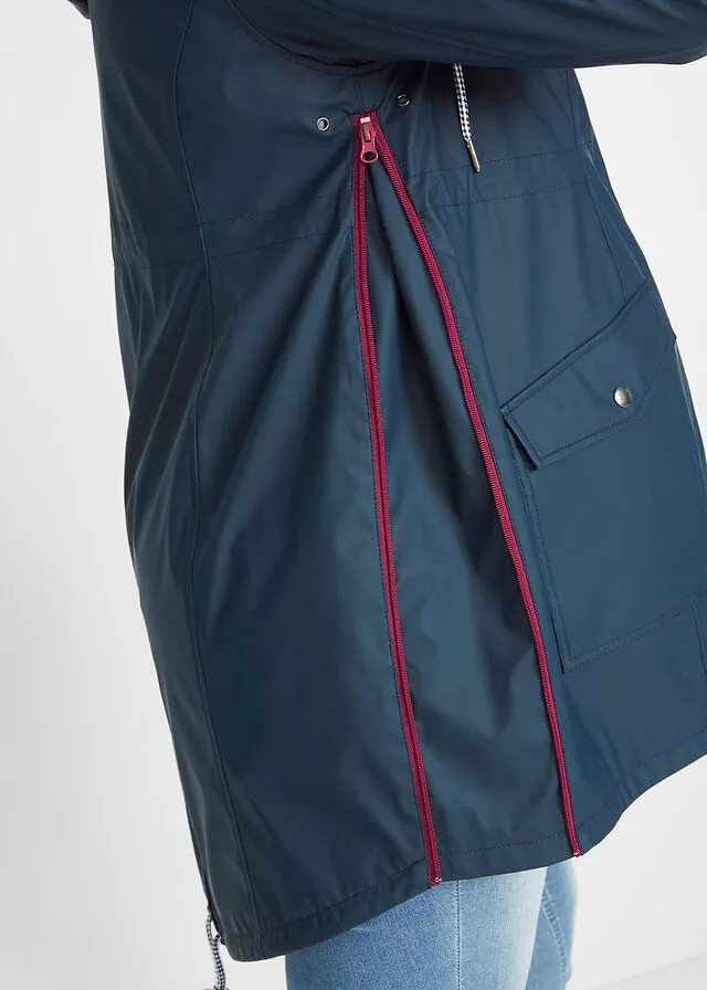 CHUBASQUERO/CHAQUETA DE MATERNIDAD PARA LA LLUVIA AZUL OSCUROROJO FRAMBUESA