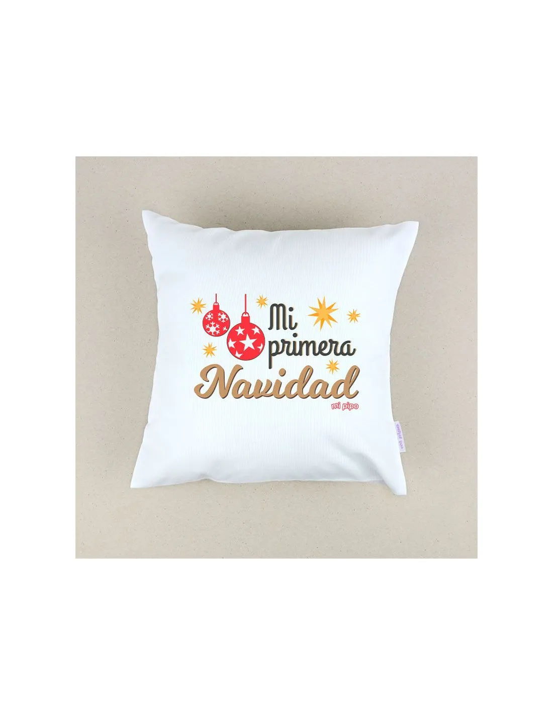 Cojín Navideño personalizado Mi primera Navidad bolas de Mi Pipo